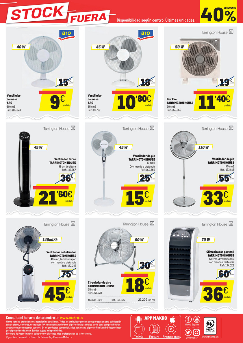 Makro España Ofertas Especial Stocks Fuera Ventilador Ventilador pie TARRINGTON HOUSE | Makro